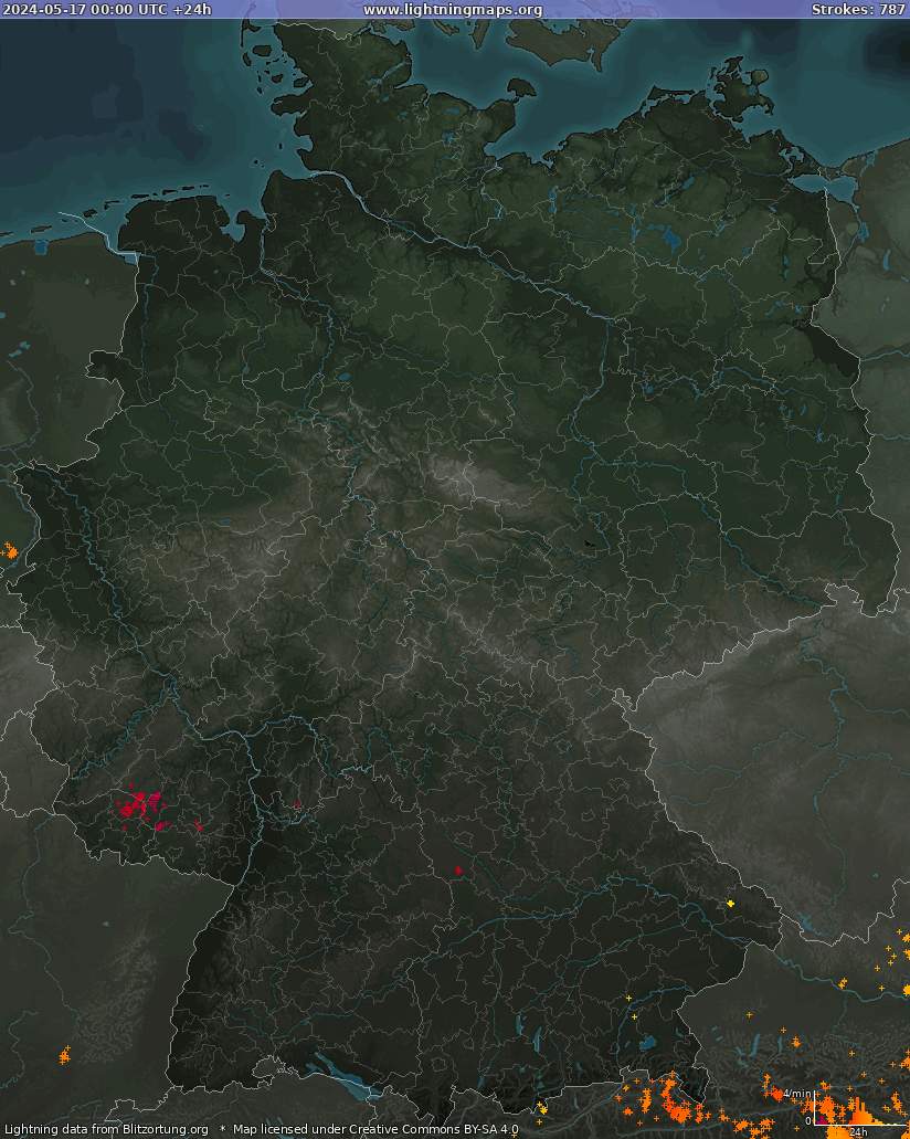 Карта блискавок Німеччина 17.05.2024