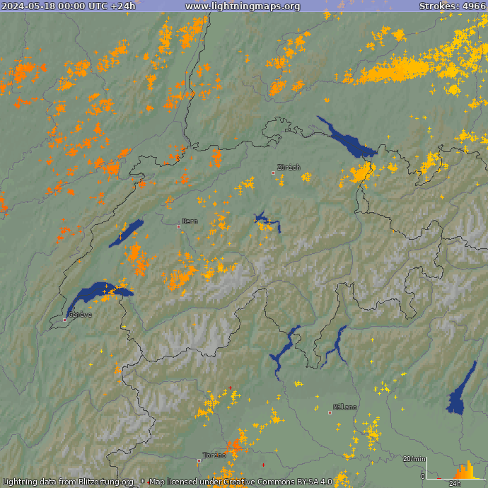 Lightning map Switzerland 2024-05-18
