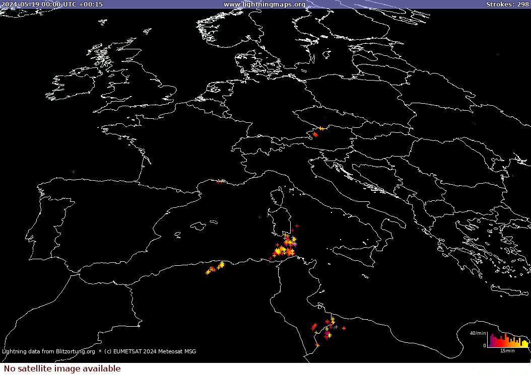 Lightning map Sat: Europe Clouds + Rain 2024-05-19