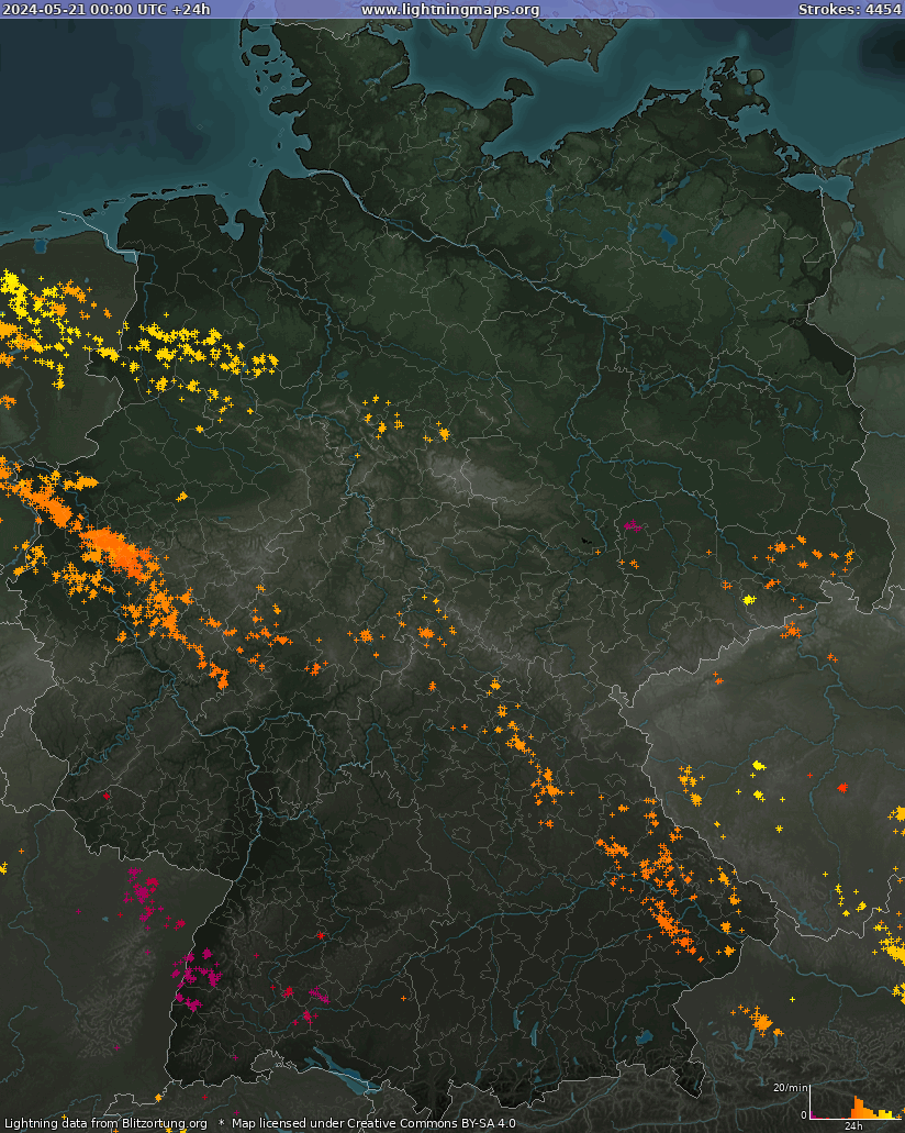 Mapa wyładowań Niemcy 2024-05-21