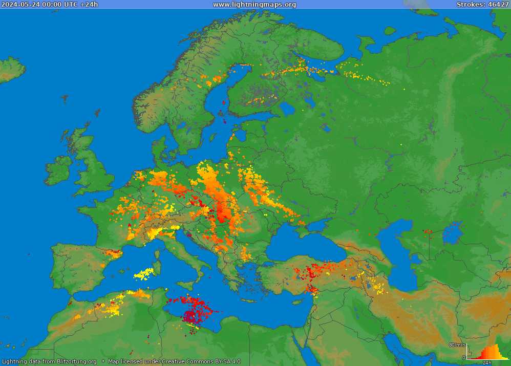 Карта блискавок Europe (Big) 24.05.2024