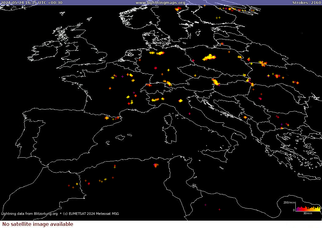Lightning map Sat: Europe Clouds + Rain 2024-05-24 (Animation)