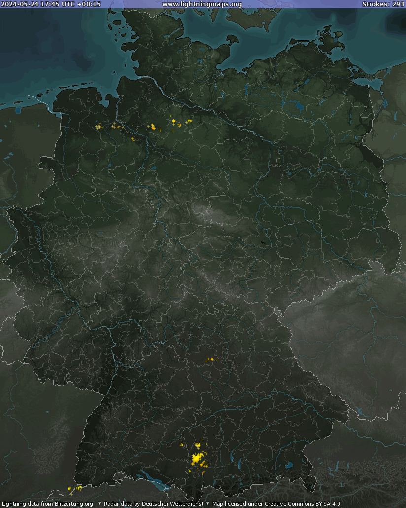 Blitzkarte Germany Radar 24.05.2024 (Animation)