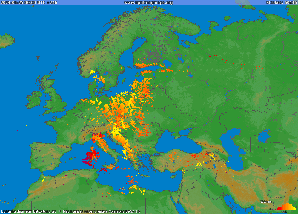 Mapa blesků Europe (Big) 25.05.2024