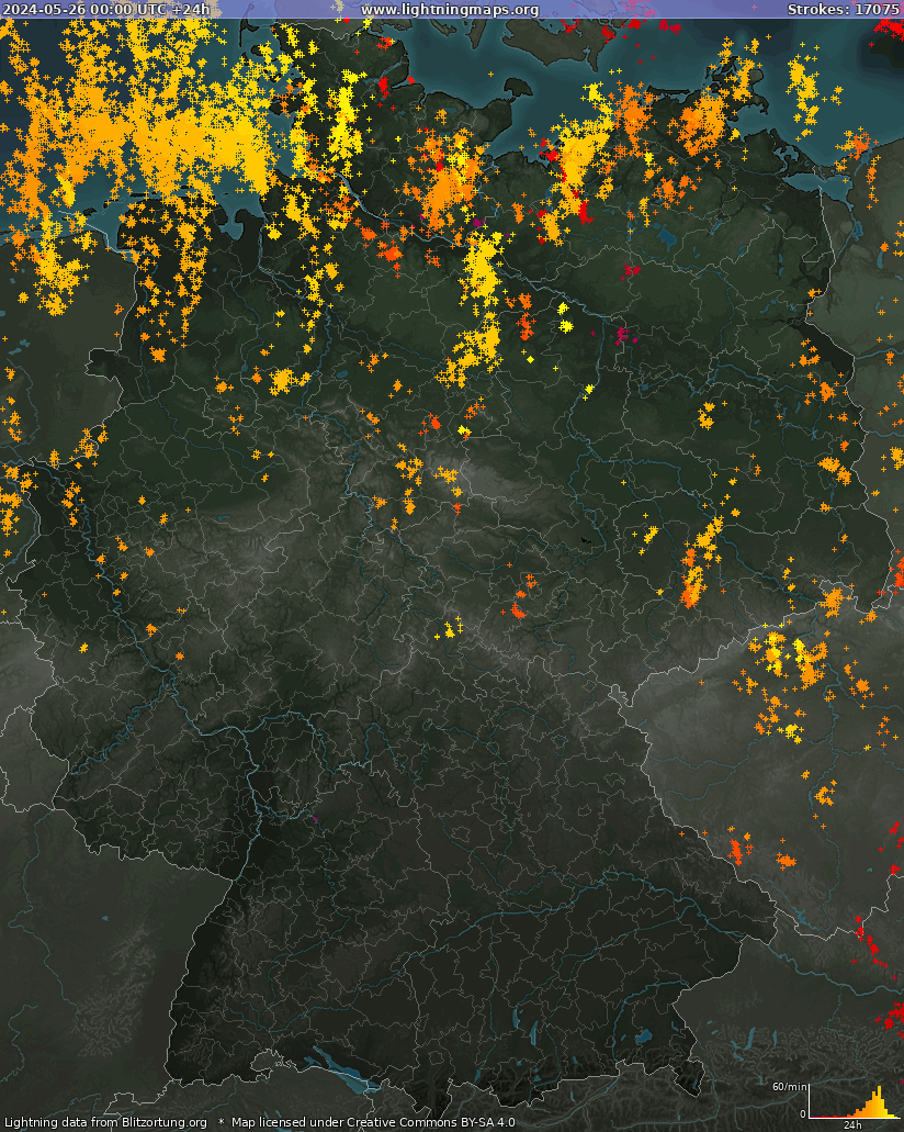 Карта блискавок Німеччина 26.05.2024