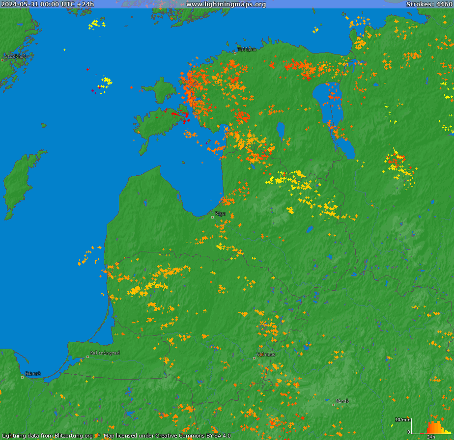 Lightning map Baltic States (Big) 2024-05-31