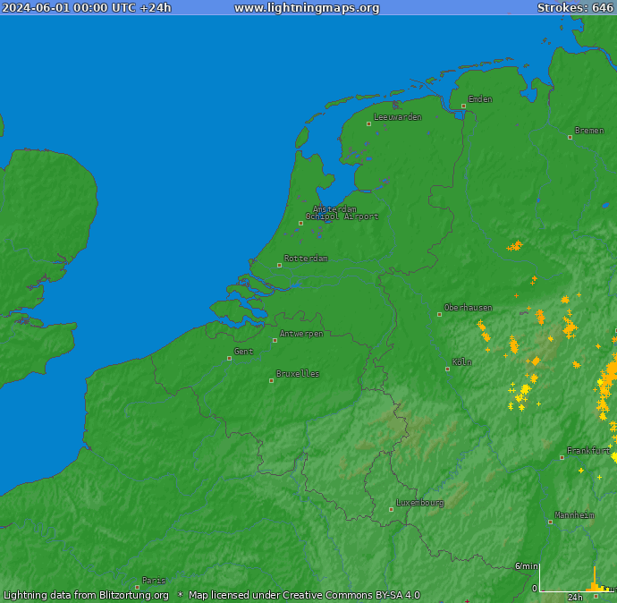 Mapa bleskov Benelux 01.06.2024
