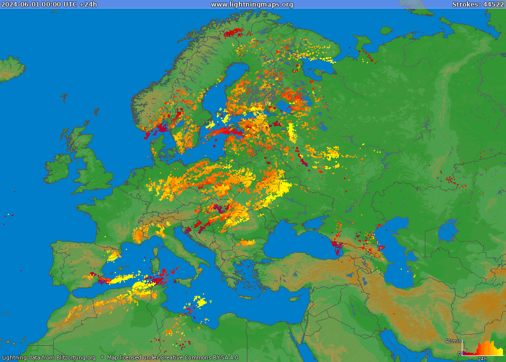 Lightning map Europe (Big) 2024-06-01
