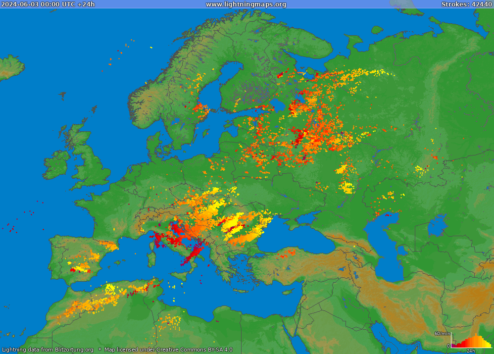 Lightning map Europe (Big) 2024-06-03