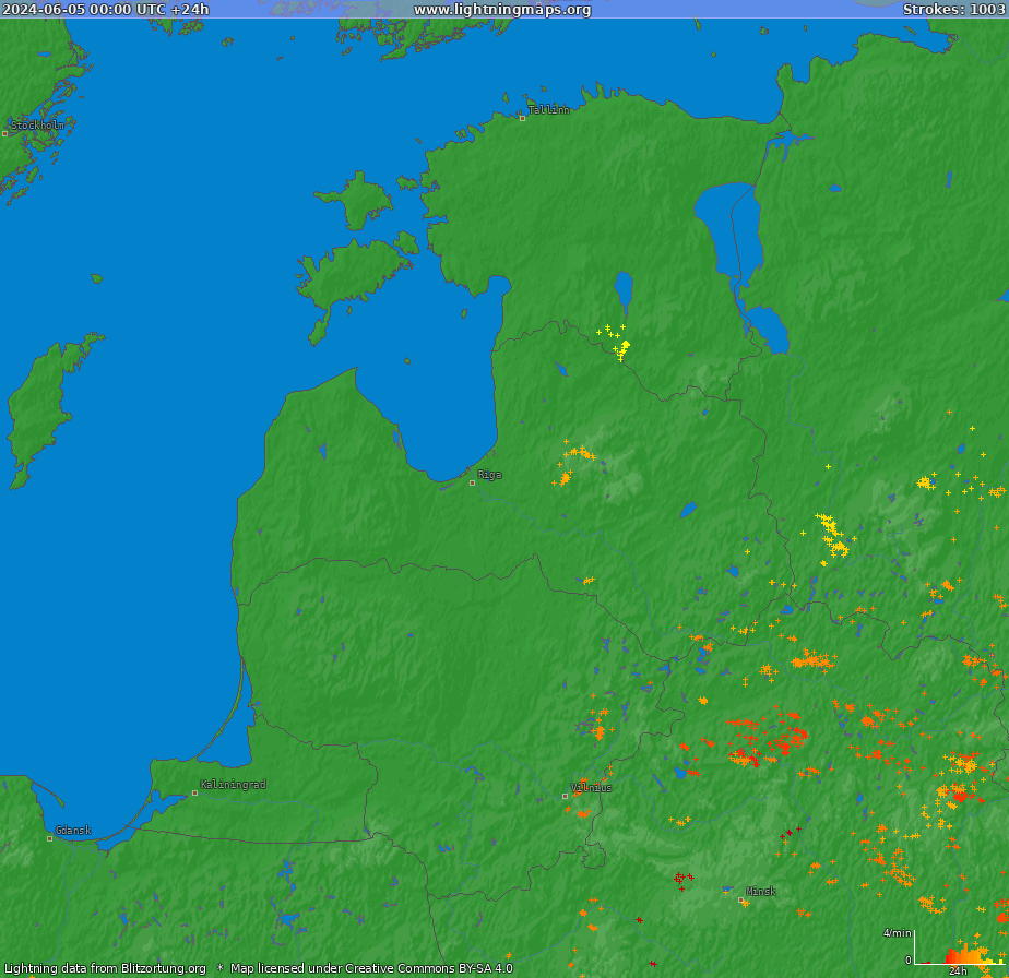 Lightning map Baltic States (Big) 2024-06-05
