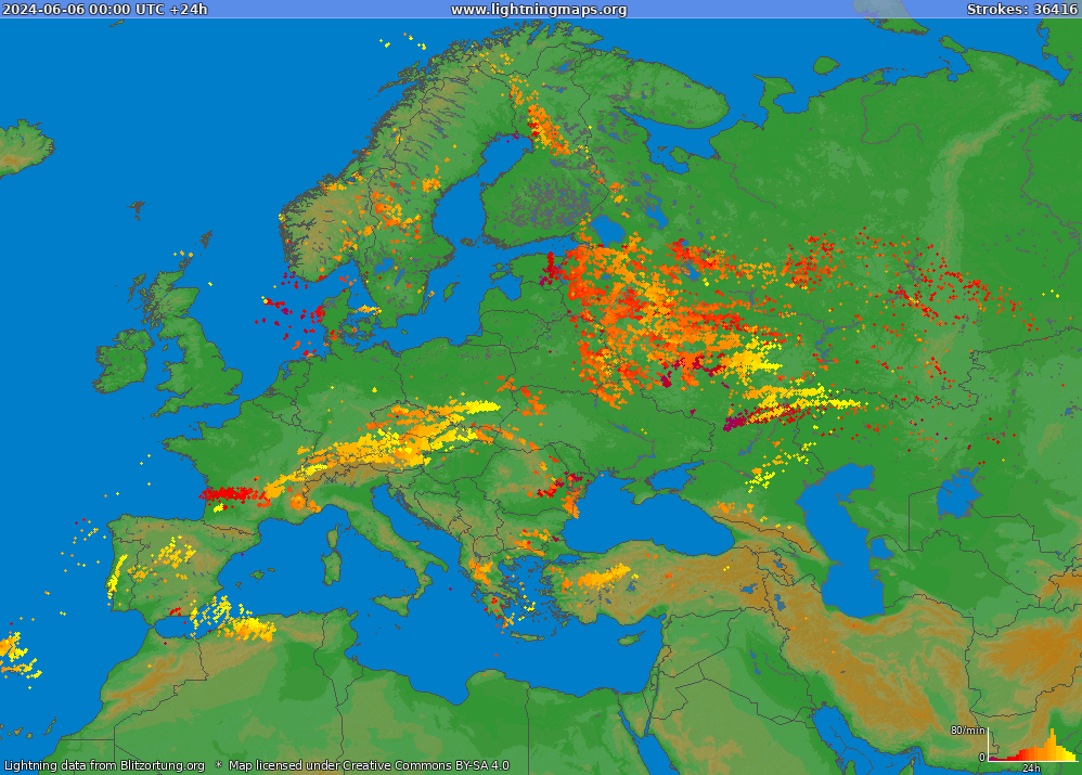 Mappa dei fulmini Europe (Big) 06.06.2024