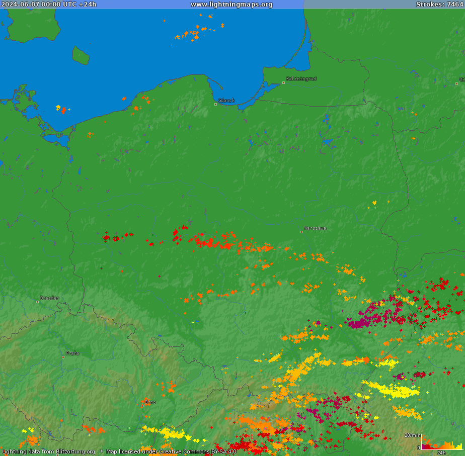 Карта блискавок Poland (Big) 07.06.2024