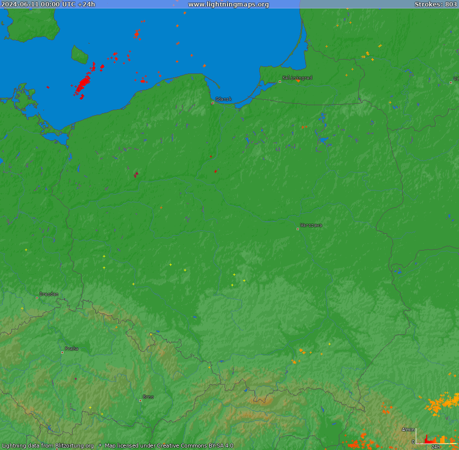 Карта блискавок Poland (Big) 11.06.2024