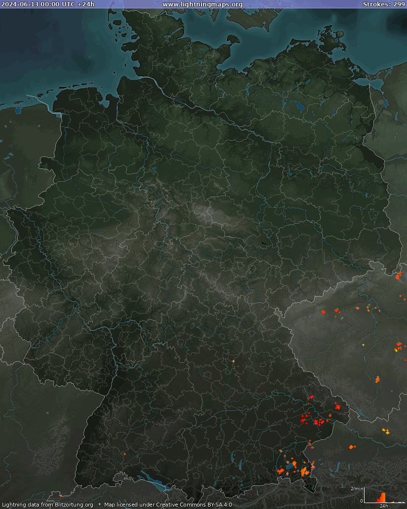 Zibens karte Vācija 2024.06.13