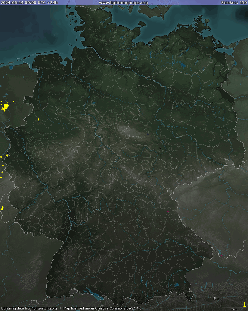 Bliksem kaart Duitsland 14.06.2024