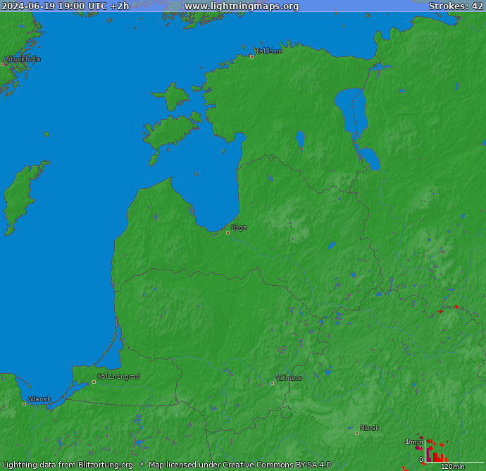 Lightning map Baltic States 2024-06-19 (Animation)