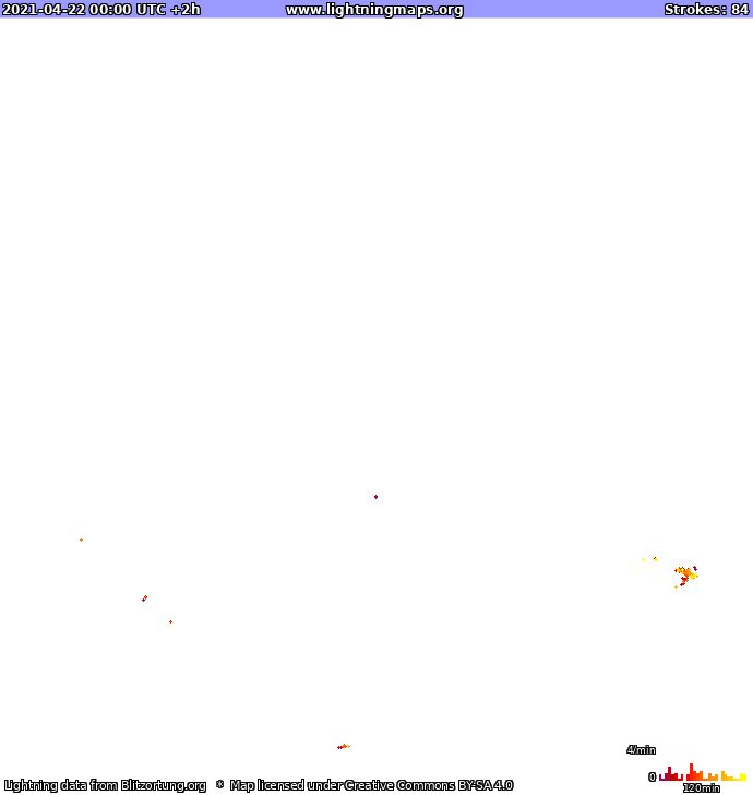 Карта блискавок Європа 22.04.2021 (Анімація)