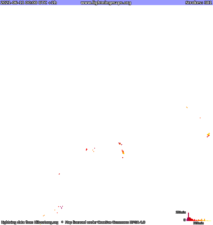 Mappa dei fulmini Europa 11.06.2021 (Animazione)