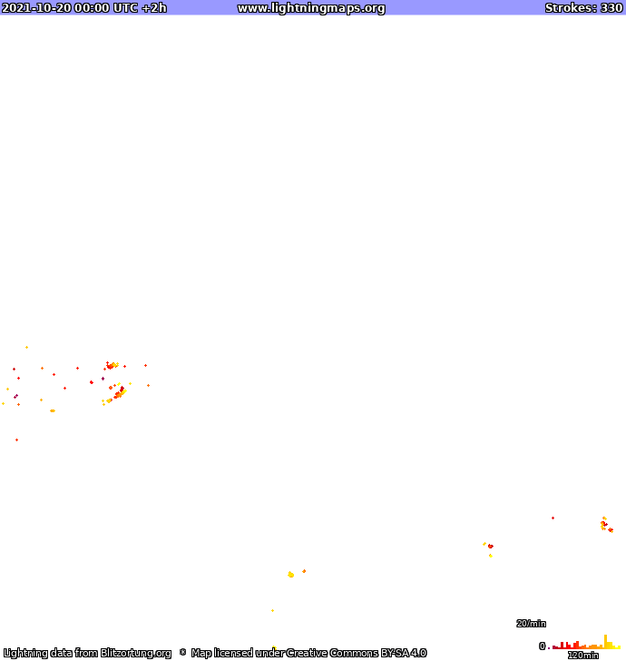 Карта блискавок Європа 20.10.2021 (Анімація)