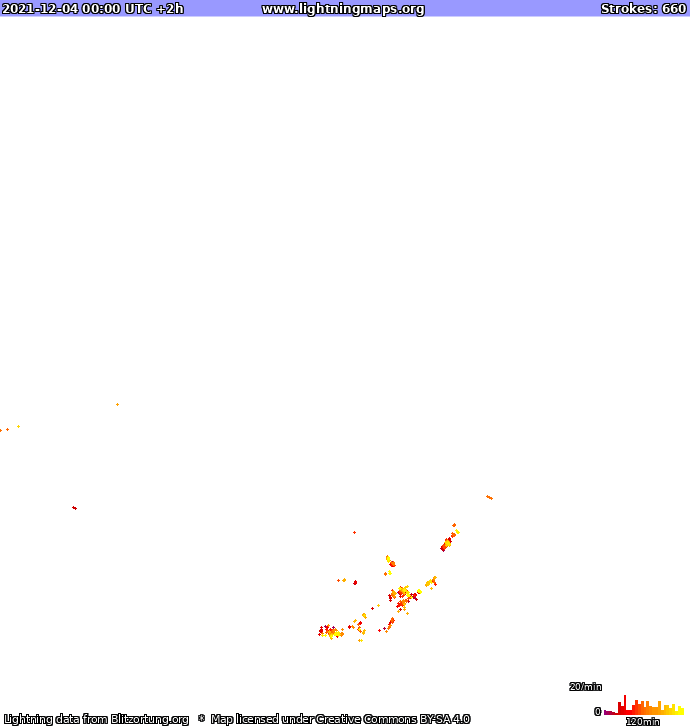 Карта блискавок Європа 04.12.2021 (Анімація)
