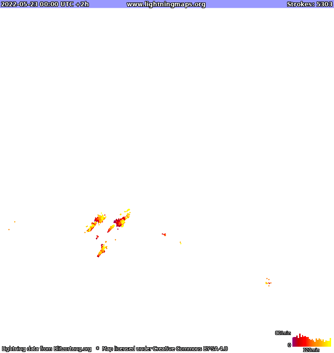 Mappa dei fulmini Europa 23.05.2022 (Animazione)