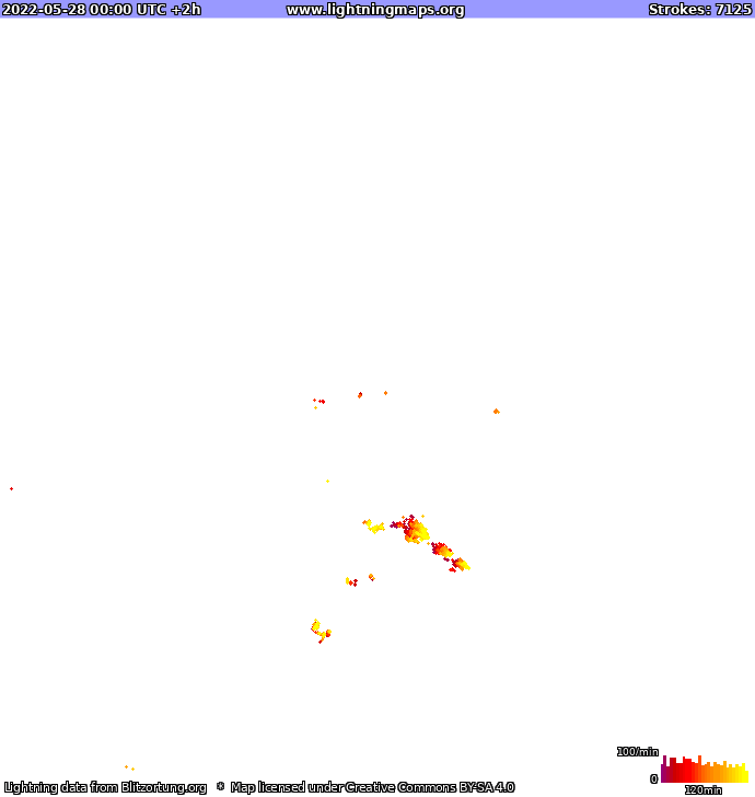 Mapa bleskov Európa 28.05.2022 (Animácia)