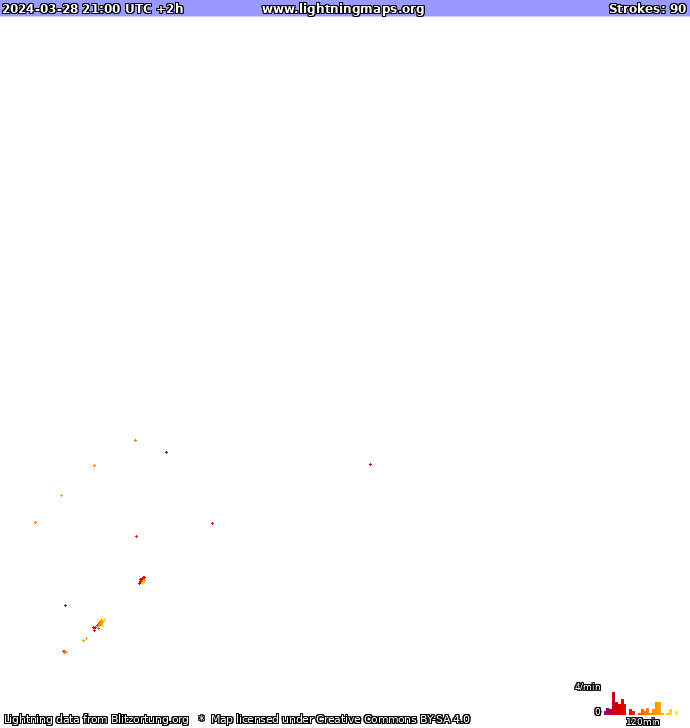 Mapa bleskov Európa 28.03.2024 (Animácia)