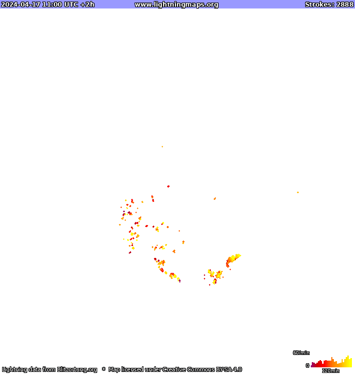 Carte de la foudre Europe 17/04/2024 (Animation)
