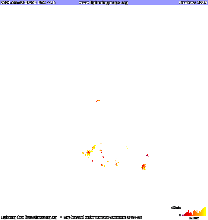 Mapa blesků Evropa 18.04.2024 (Animace)