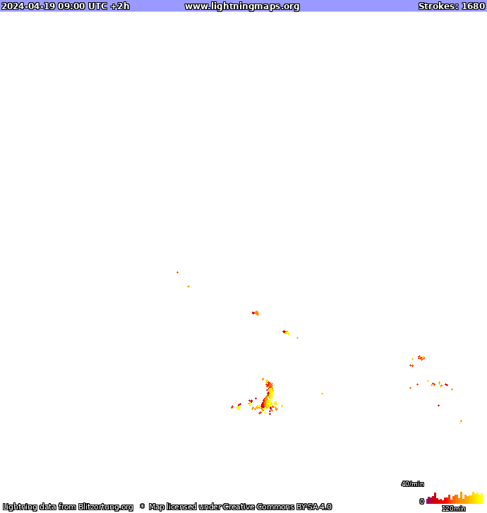 Carte de la foudre Europe 19/04/2024 (Animation)