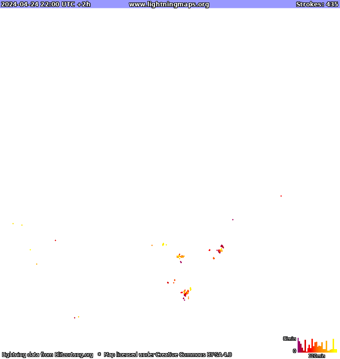 Mappa dei fulmini Europa 25.04.2024 (Animazione)