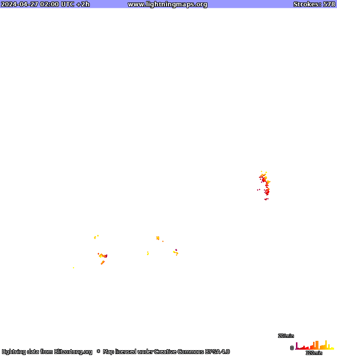 Mappa dei fulmini Europa 27.04.2024 (Animazione)