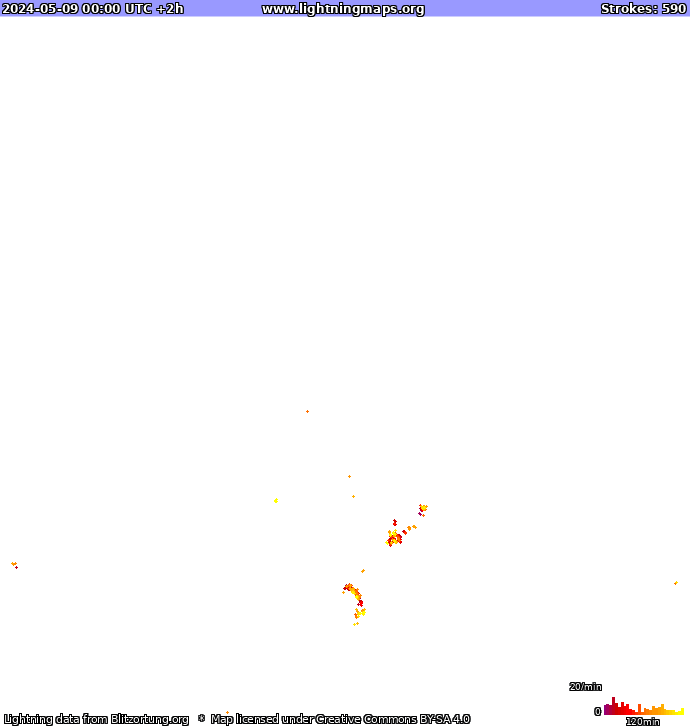 Карта блискавок Європа 09.05.2024 (Анімація)