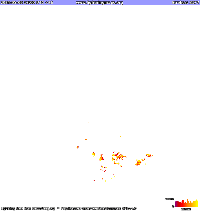 Карта блискавок Європа 09.05.2024 (Анімація)
