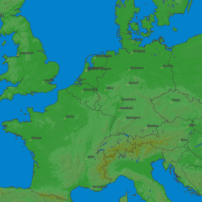 Lightning map Western Europe 2024-02-26 (Animation)