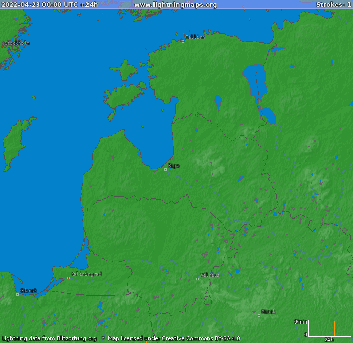 Carte de la foudre Baltic States 23/04/2022