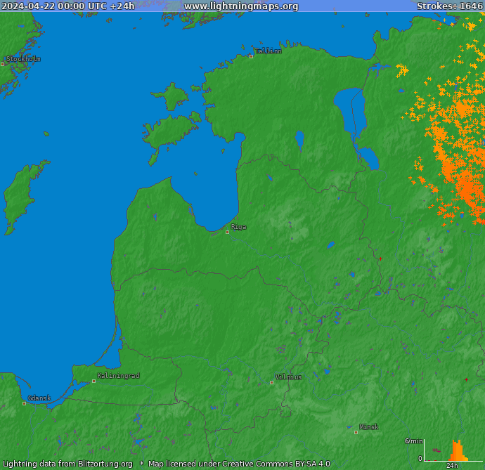 Blixtkarta Baltiska Staterna 2024-04-22