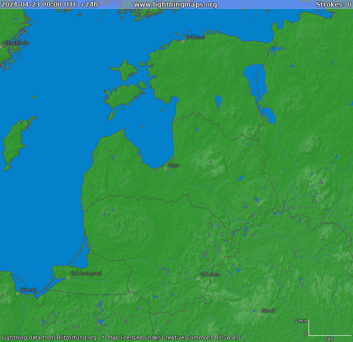 Lightning map Baltic States 2024-04-23