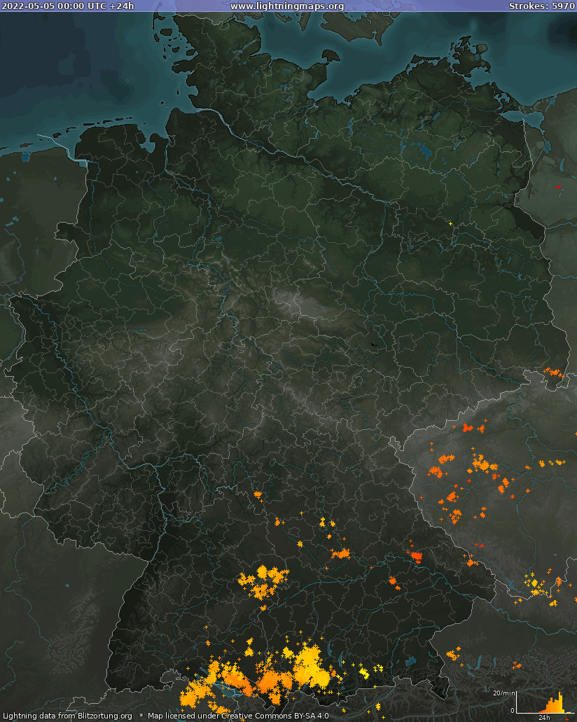 Bliksem kaart Duitsland 05.05.2022