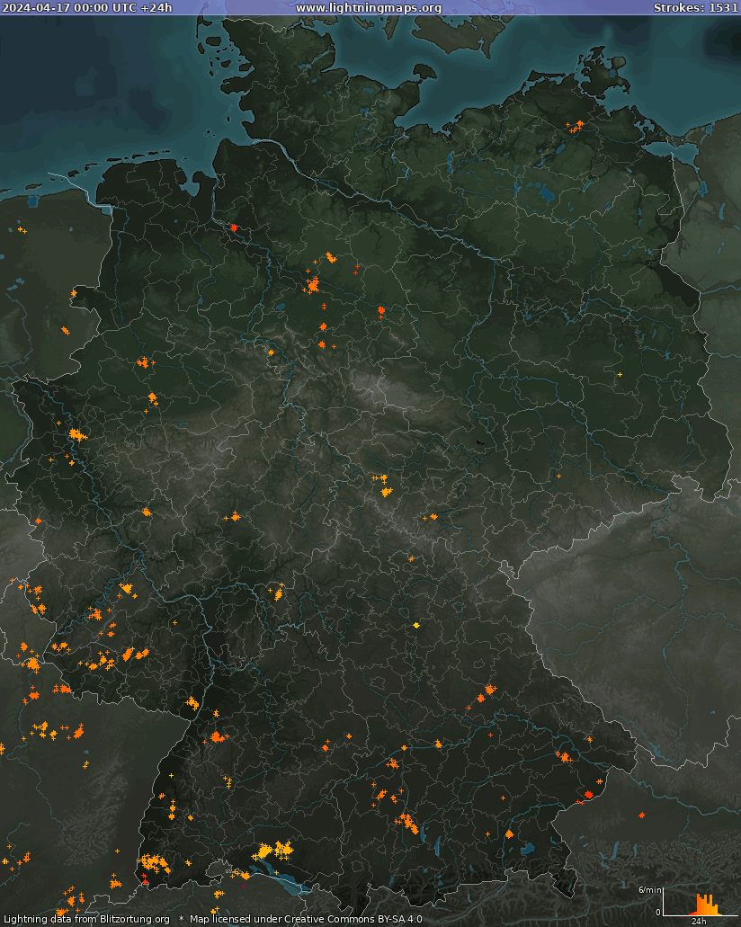 Lightning map Germany 2024-04-17