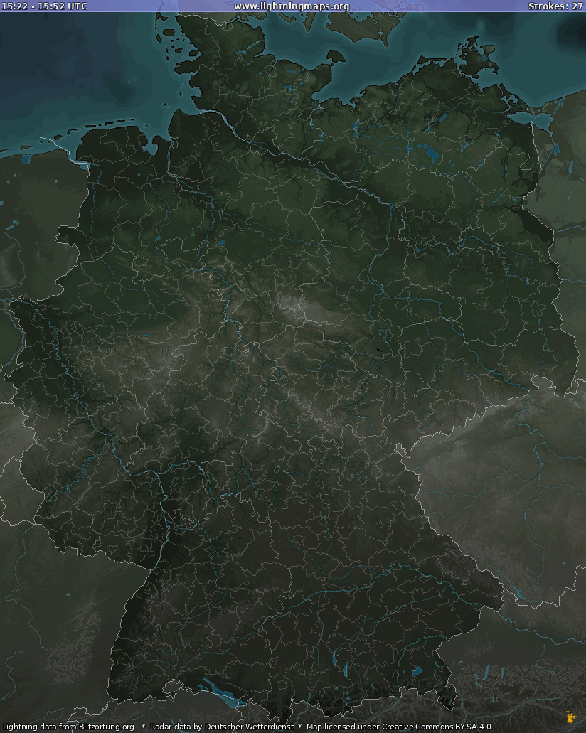 Lightning map Germany Radar 2024-04-28 13:40:56 UTC