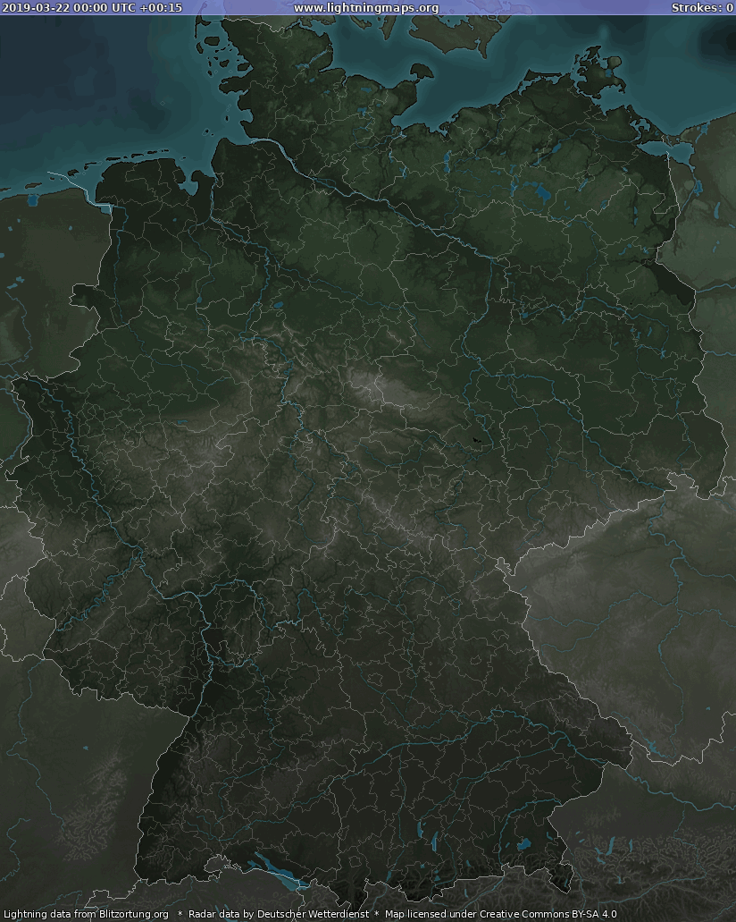 Lightning map Germany Radar 2019-03-22
