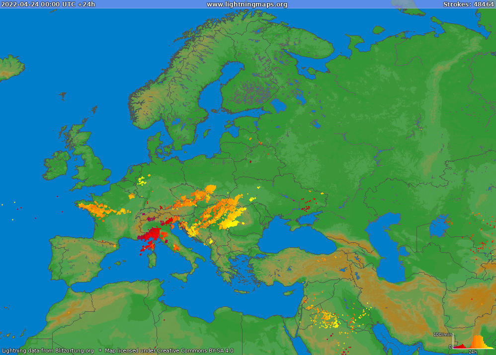 Lightning map Europe (Big) 2022-04-24