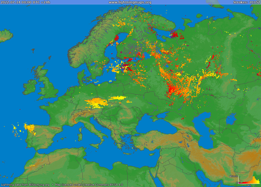 Lightning map Europe (Big) 2022-07-14