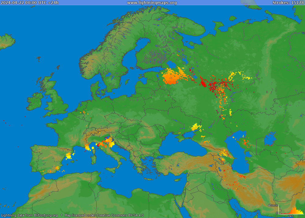 Lightning map Europe (Big) 2024-04-22