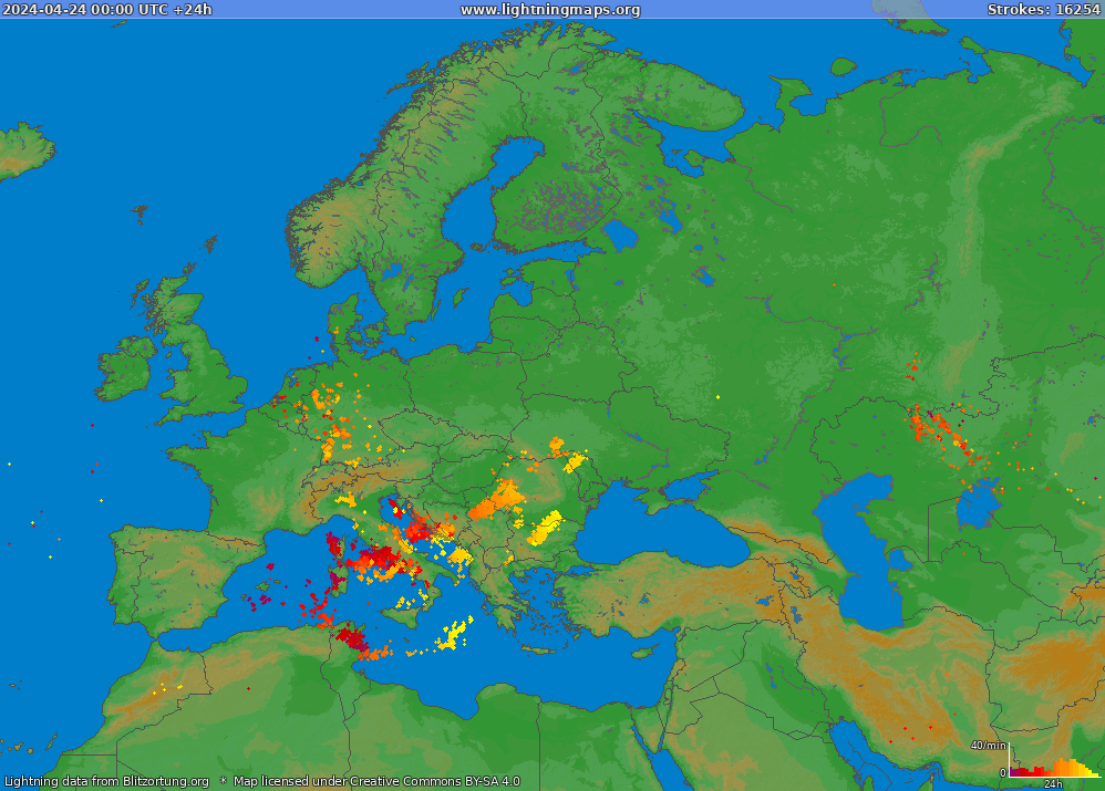 Lightning map Europe (Big) 2024-04-24