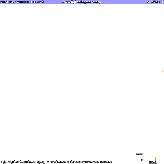 Карта блискавок Франція 17.04.2024 (Анімація)