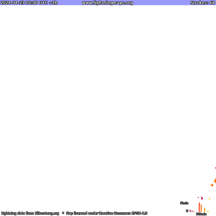 Mappa dei fulmini Francia 23.04.2024 (Animazione)