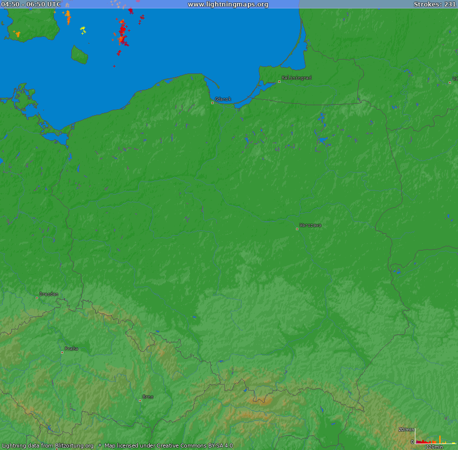 Lightning map Poland (Big) 2024-05-26 (Animation)