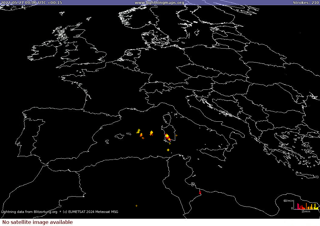Lightning map Sat: Europe Clouds + Rain 2022-05-27